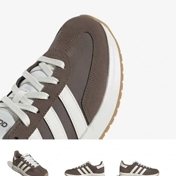Adidas Women’s Rn 70’s 2.0 Dark Brown and White Sneakers - Picture 4 of 8